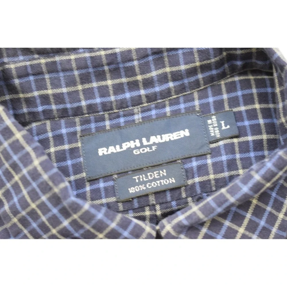 Polo Ralph Lauren Golf Dress Shirt Plaid Tilden Long Sleeve Button Up Mens Large